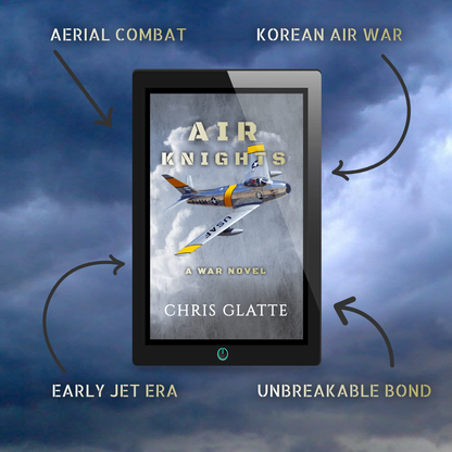 Ebook cover of 'Air Knights' by Chris Glatte with a plane on a cloudy sky background